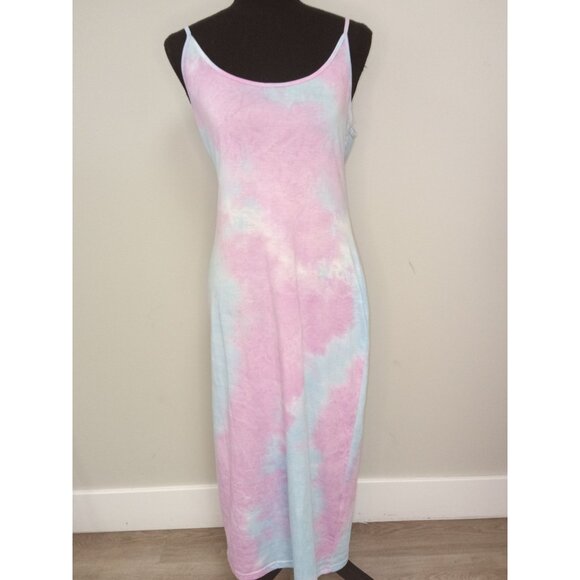 Shein Women's Blue Pink Tie Dye Midi Dress Size Large (8/10) - Picture 1 of 6